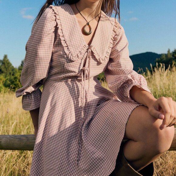 Brown Boho Women's Long Sleeve Ruffled Dress - Picture 5 of 10